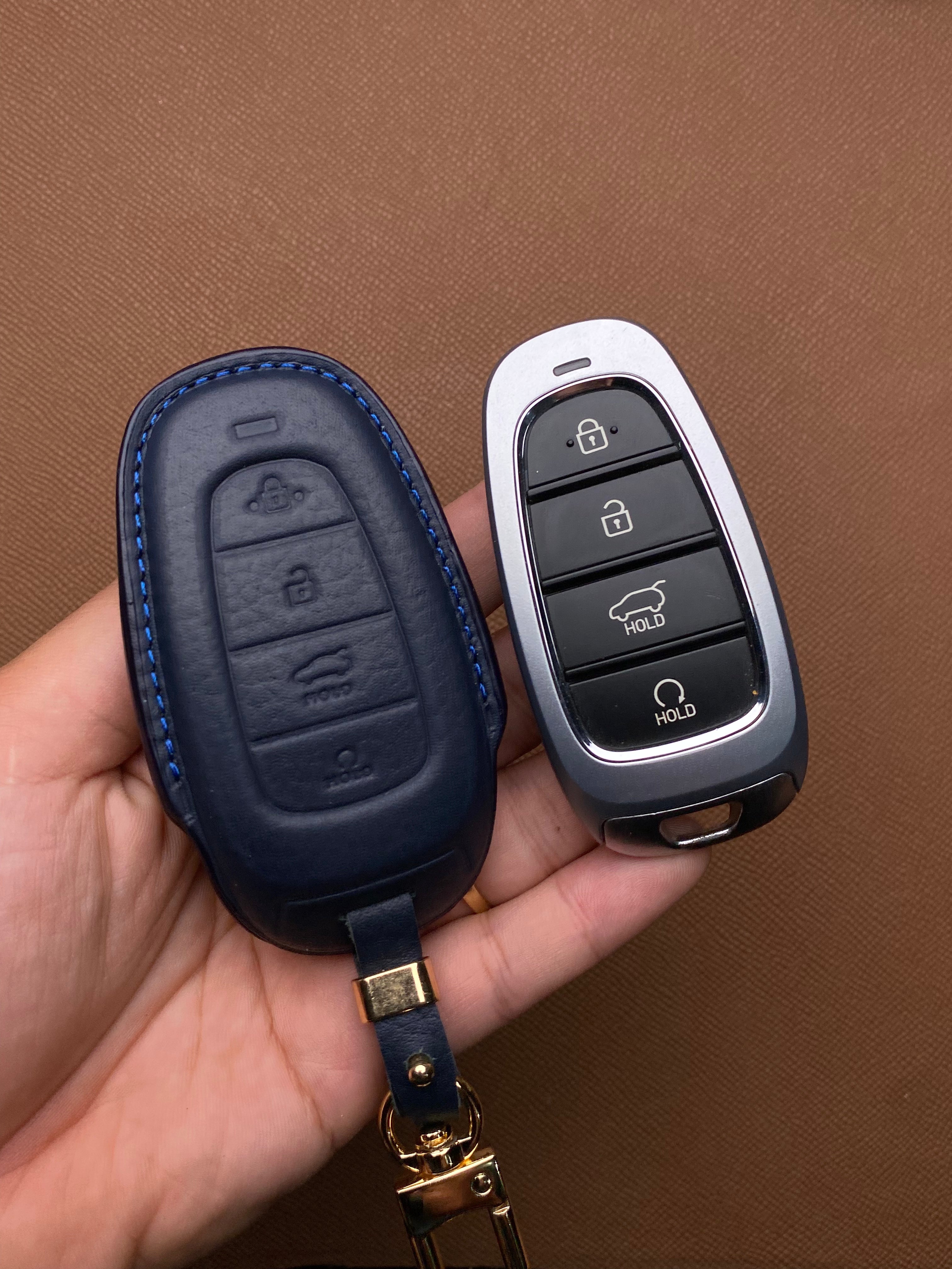 Leather Car Key Case for Hyundai Santa Fe, Tucson, Palisade (2021 - 2024)