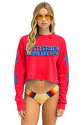 BOTTLEROCK 2025 CROPPED CREW SWEATSHIRT - NEON RED