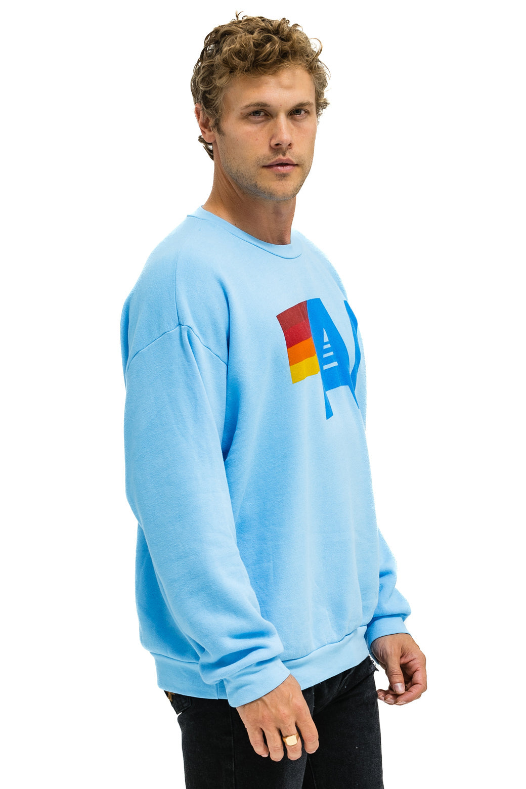 LOGO RELAXED CREW SWEATSHIRT - SKY