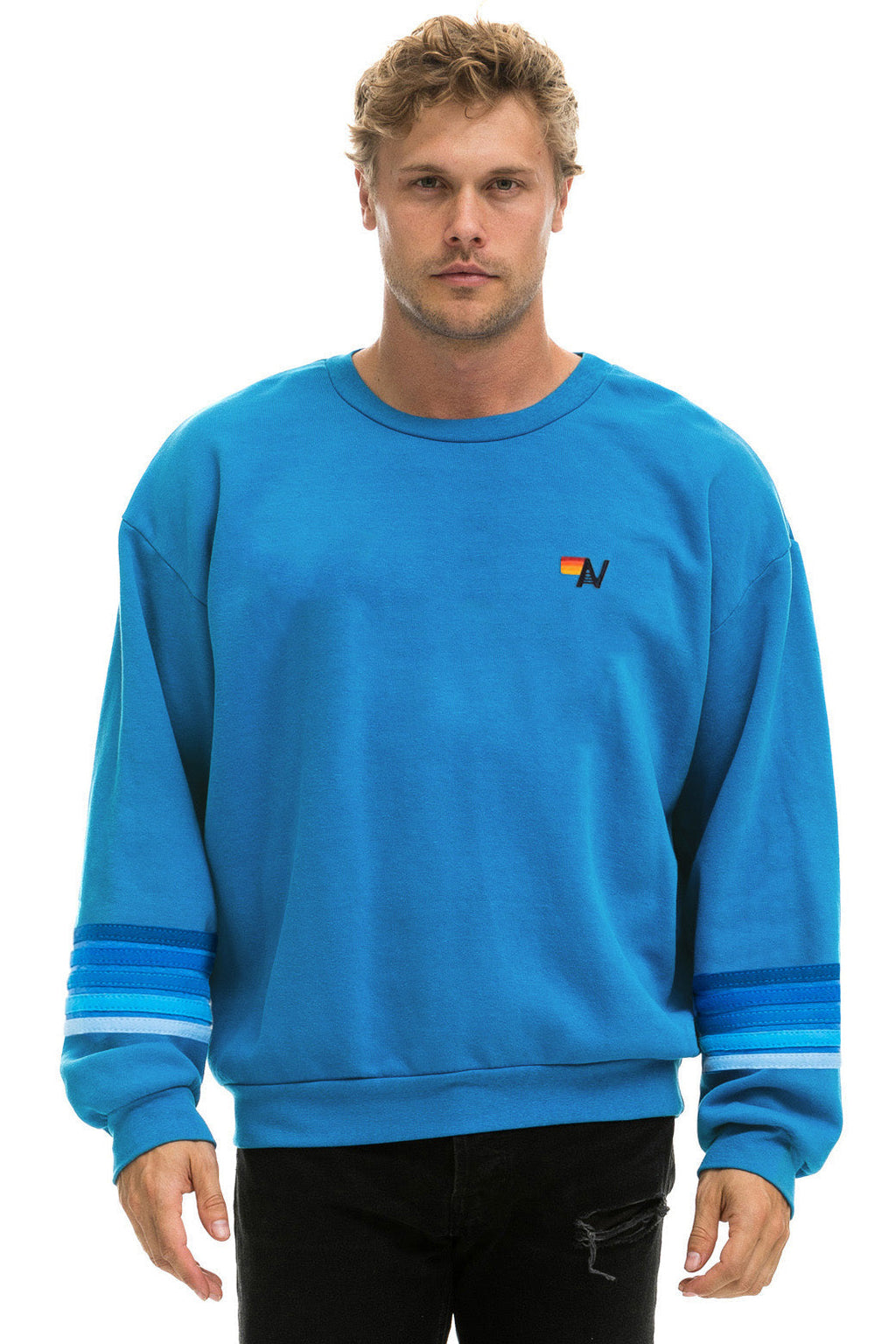 RUGBY STITCH 2 RELAXED CREW SWEATSHIRT - COBALT // BLUE