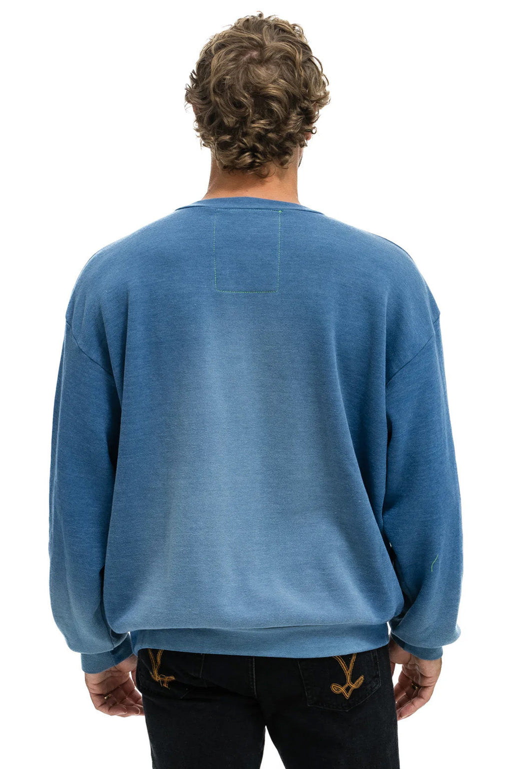5 STRIPE RELAXED CREW SWEATSHIRT - FADED WATER