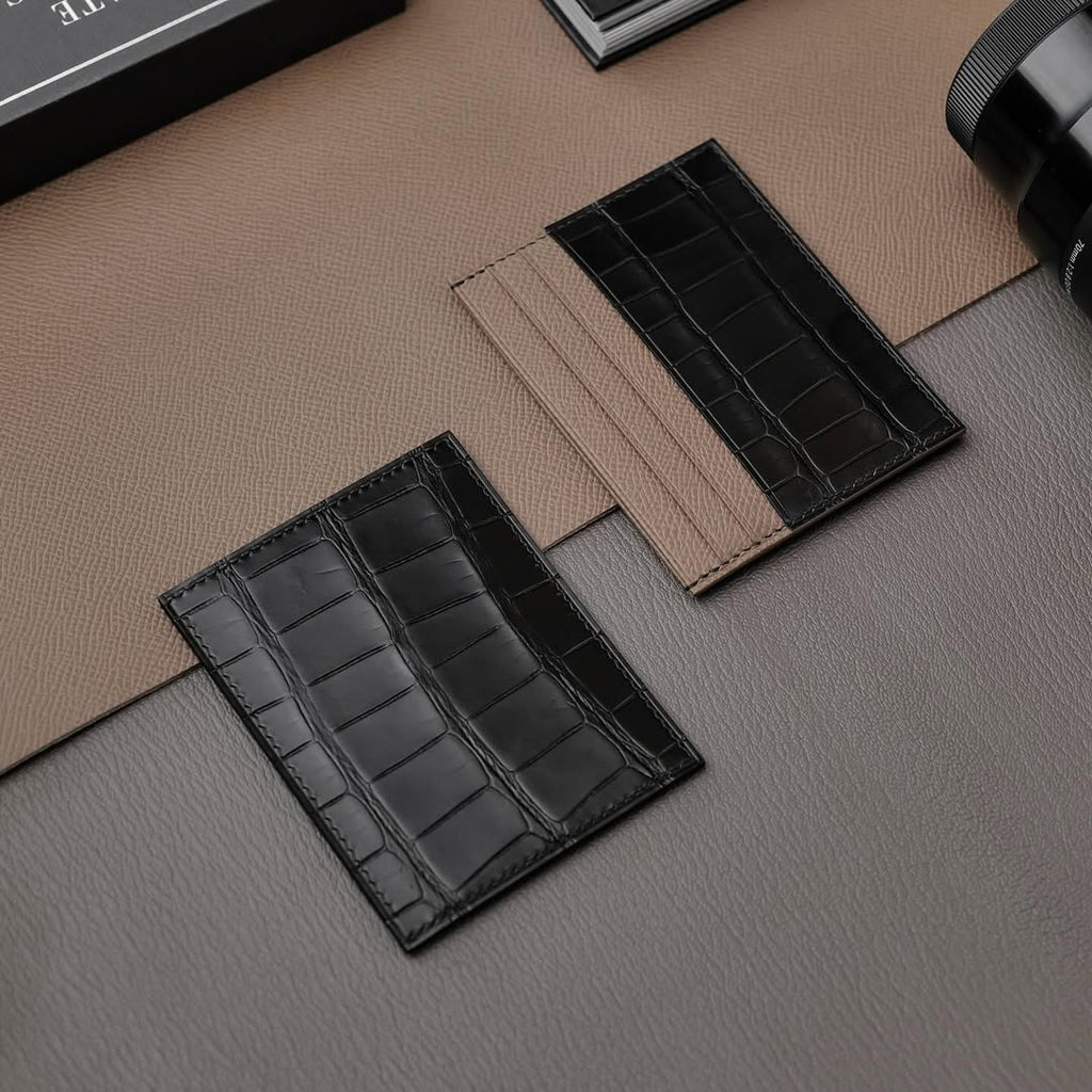 Black x Etoupe Flat card holder