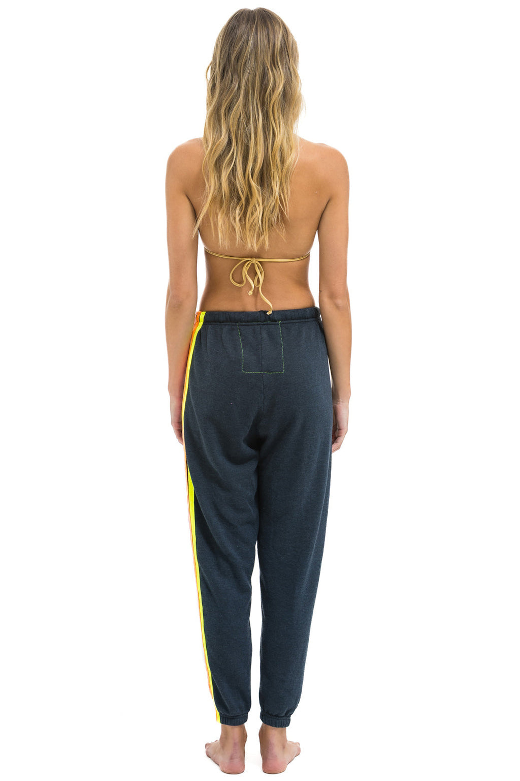 5 STRIPE SWEATPANTS - CHARCOAL // NEON