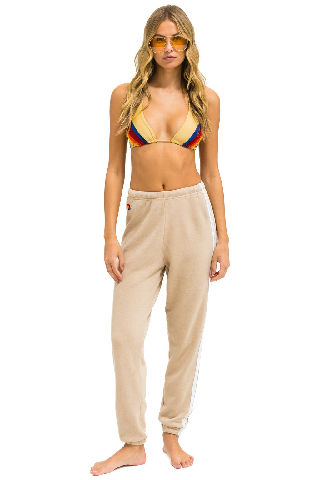 5 STRIPE SWEATPANTS - SAND // WHITE // GREY