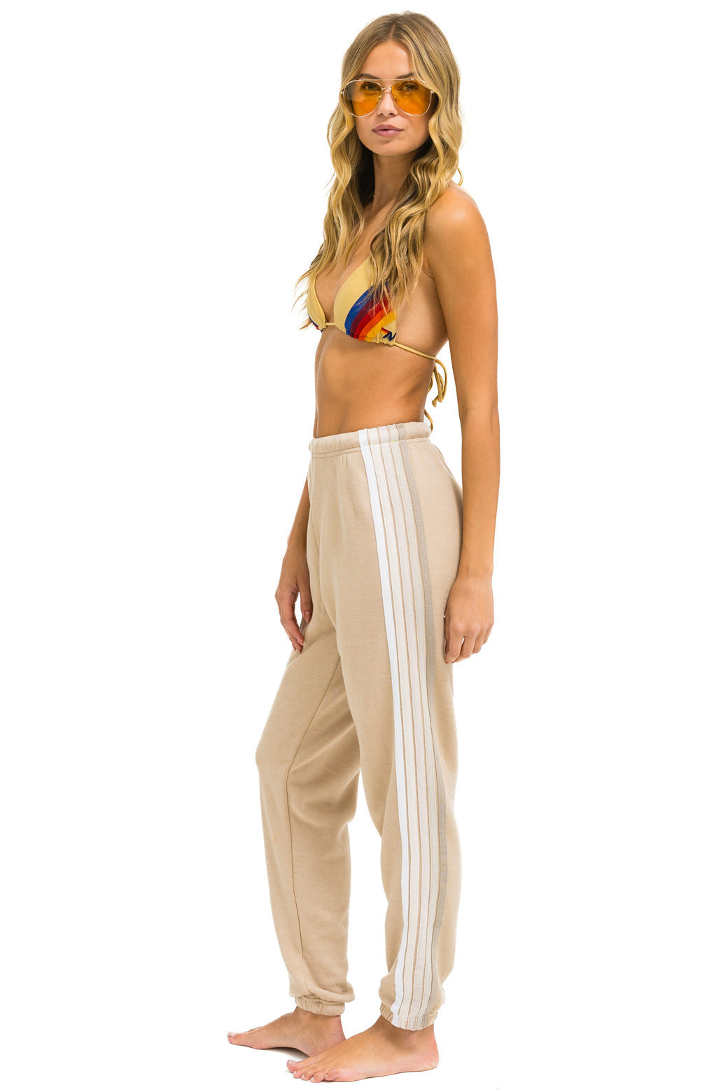 5 STRIPE SWEATPANTS - SAND // WHITE // GREY