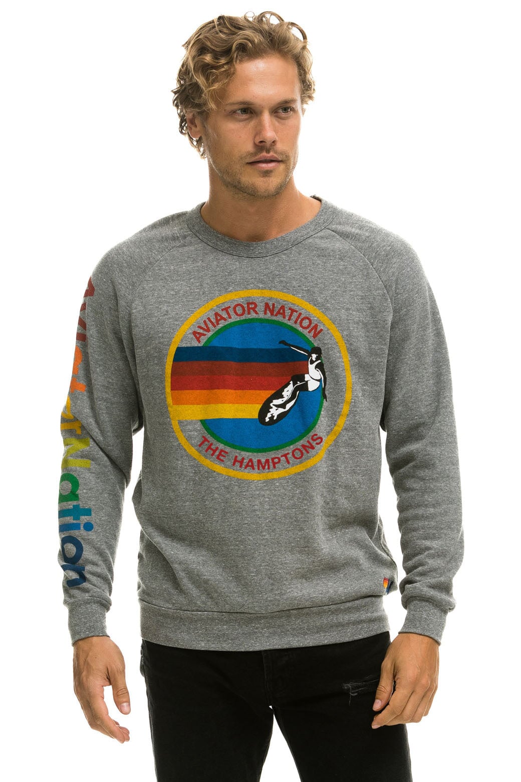 AVIATOR NATION HAMPTONS CREW SWEATSHIRT - HEATHER
