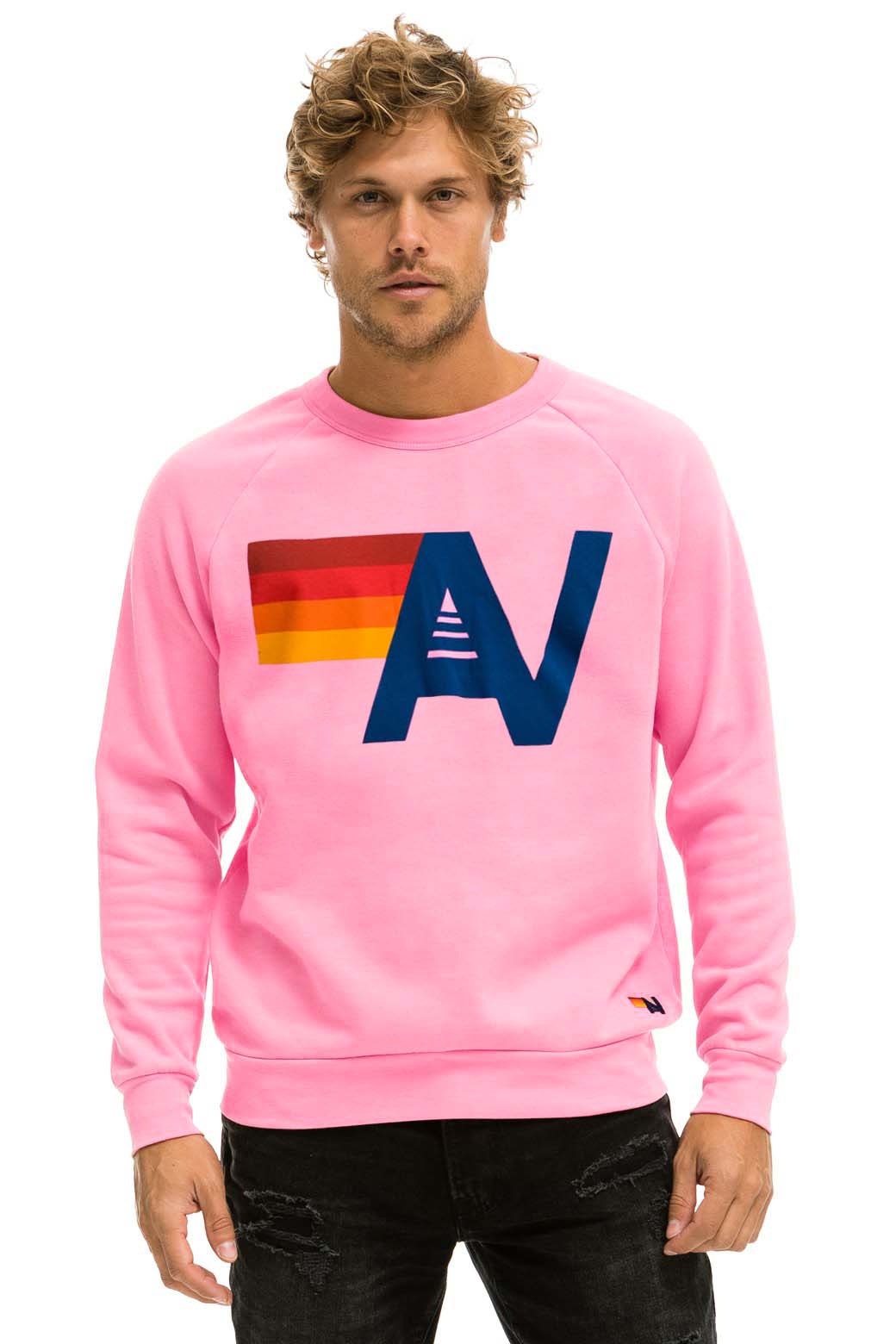 LOGO LIGHT WEIGHT CREW SWEATSHIRT - NEON PINK